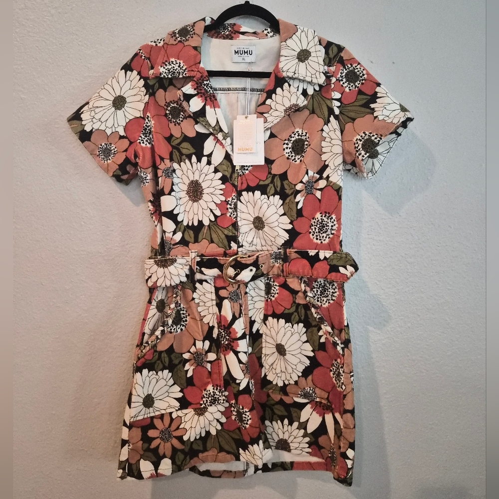Show Me Your MuMu Outlaw Dress Hutton Floral Corduroy - Picture 2 of 9
